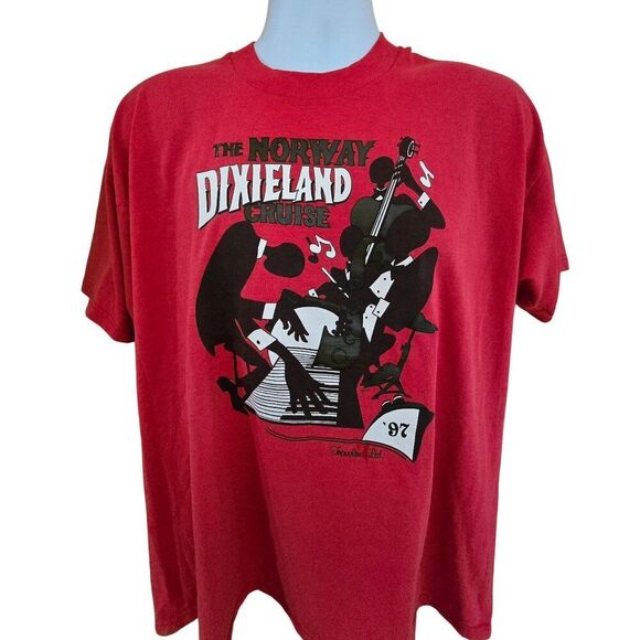 Vintage Fruit Of The Loom Norway Dixieland Cruise 97 Red T-Shirt XL throwback - Picture 1 of 4
